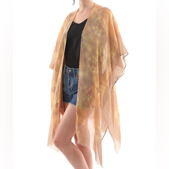 Fadivo New York Taupe Tye Dye Poncho Kimono - Picture 1 of 7